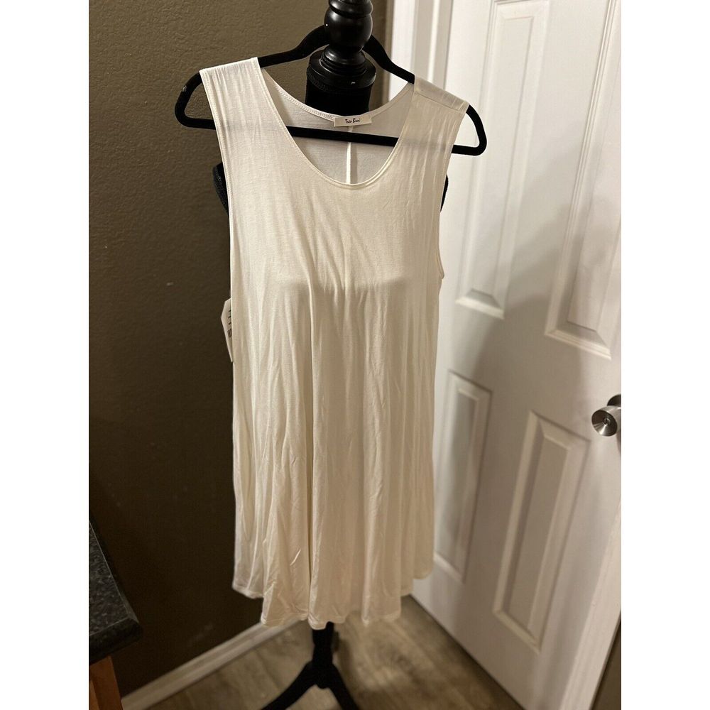 NWT Tres Bien White Dress Womens Large Sleeveless Swing Tank